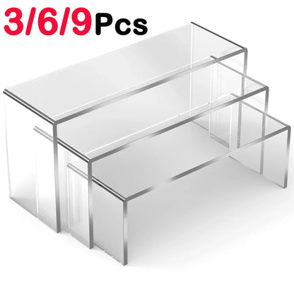 3/6/9PCS Acrylic Display Stand — Transparent Organizer for Perfume, Dolls & Jewelry