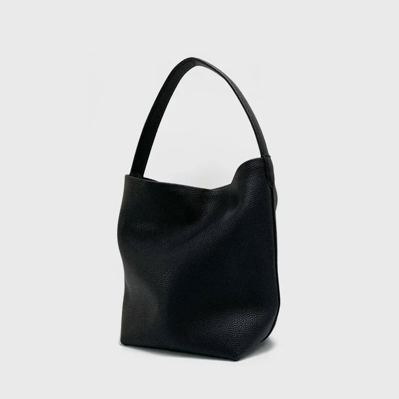 Motingsome Soft Cowhide Women's Bucket Bag – Elegant French Style, Large Tote, Luxury Thick Real Leather, 2022