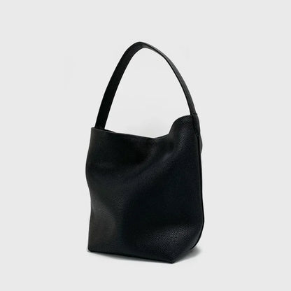 Motingsome Soft Cowhide Women's Bucket Bag – Elegant French Style, Large Tote, Luxury Thick Real Leather, 2022