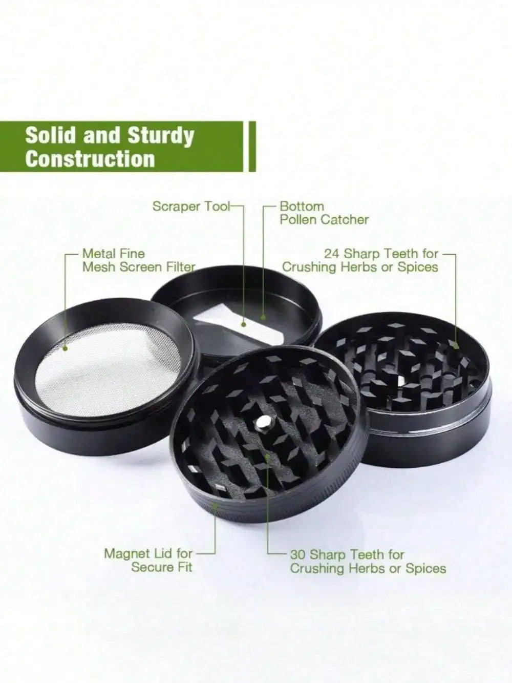 2-Inch 4-Layer Metal Herb Grinder — Manual Spice, Pepper & Tobacco Mill for Smoking Accessories