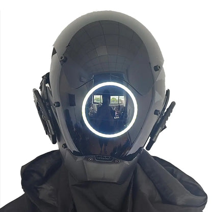 JAUPTO Punk Mask Cosplay for Men & Women – LED Round Light Mask for Halloween, Party & Music Festival Accessories
