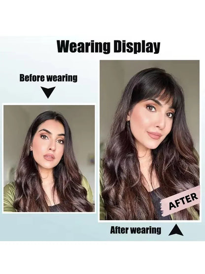 Synthetic Clip-In Bangs - Wispy Side Fringe Hairpiece in Dark Brown for Women
