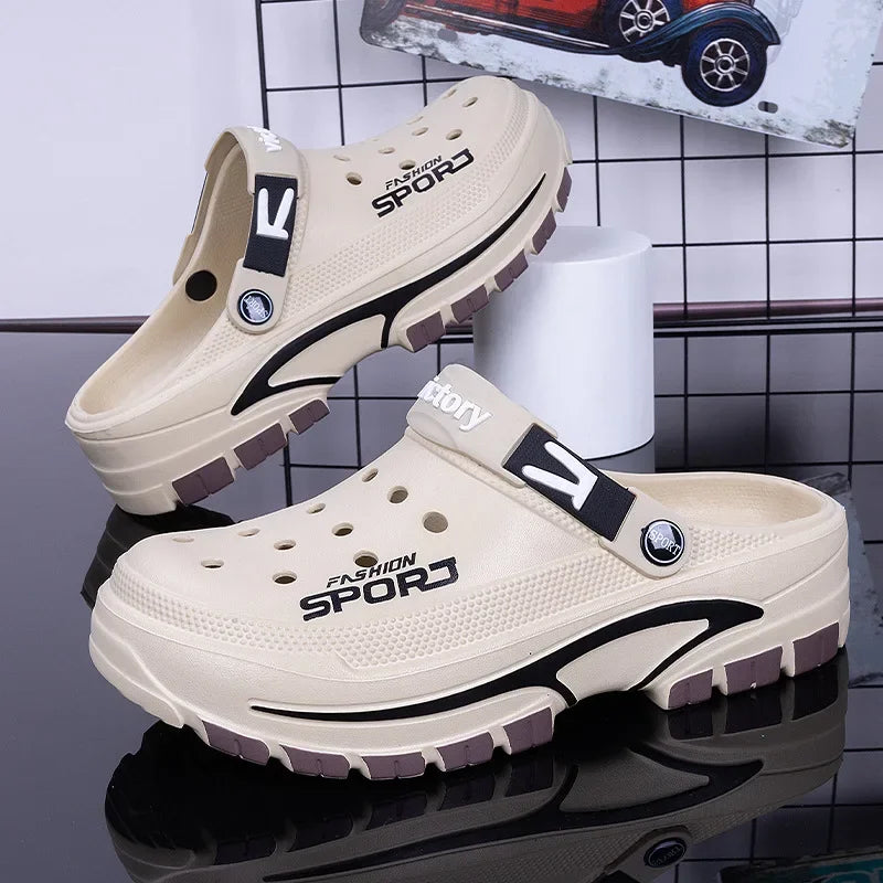 Men’s EVA Summer Sandals – Breathable Slip-On Beach & Garden Shoes, Comfortable Half-Covered Outdoor Slippers