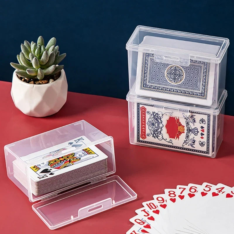 Plastic Playing Card Storage Box | Empty Card Case Holder with Snap Closure