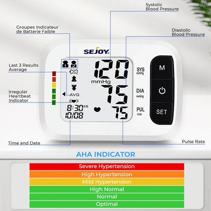 Sejoy Digital Wrist Blood Pressure Monitor & Finger Pulse Oximeter – OLED Heart Rate & Blood Oxygen Tracker