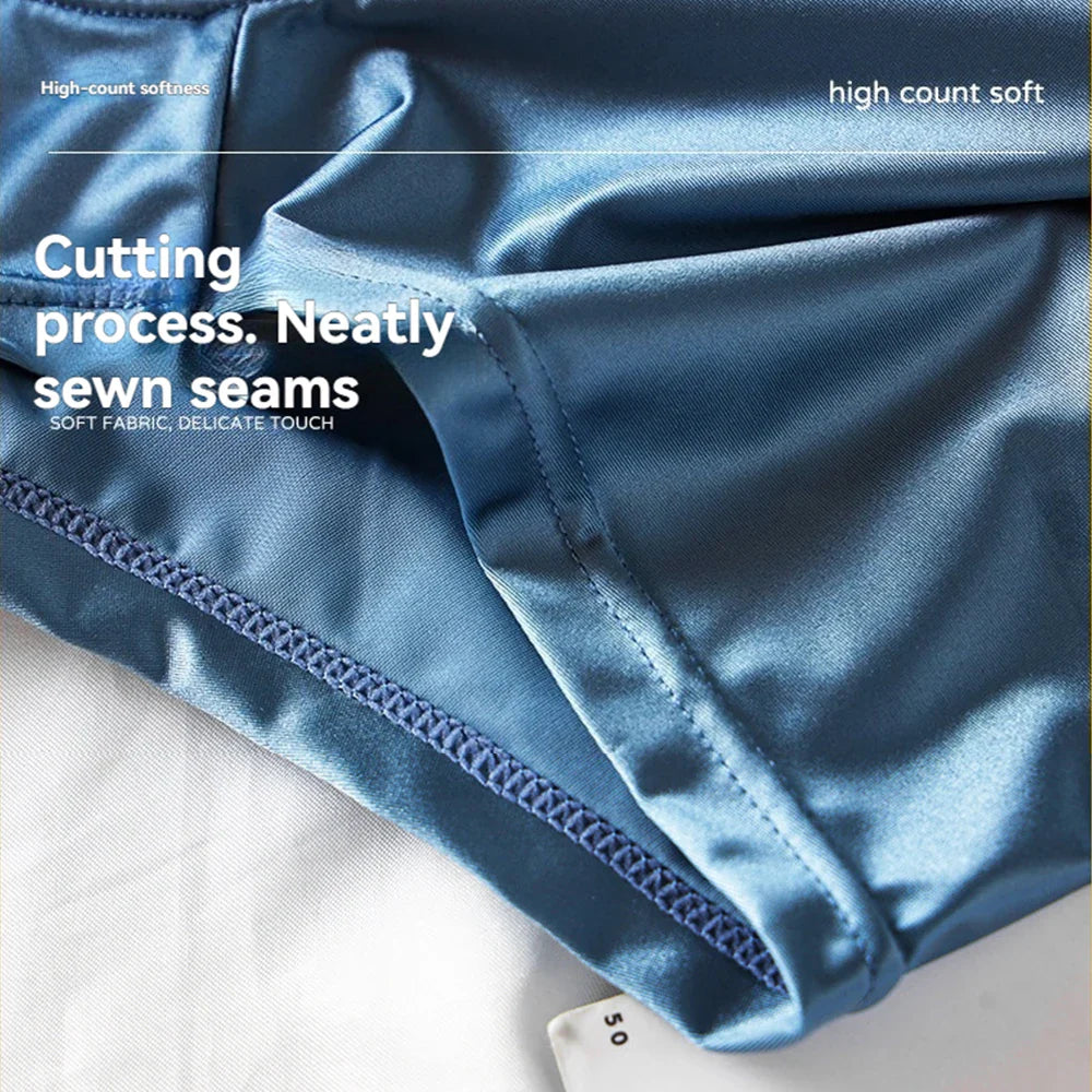 3PCS Luxury Ice Silk Satin Boxers — Summer Smooth, Cool Solid Men’s Underwear with Breathable Mesh Crotch