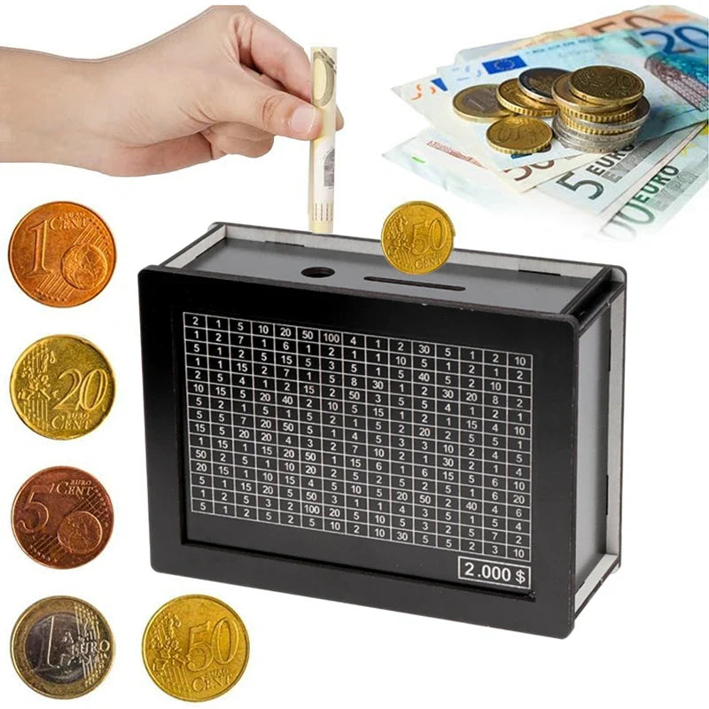 USD Black Reusable Piggy Bank with Money Goal Counter - DIY Savings Box to Build Good Habits