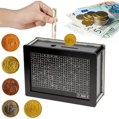 USD Black Reusable Piggy Bank with Money Goal Counter - DIY Savings Box to Build Good Habits
