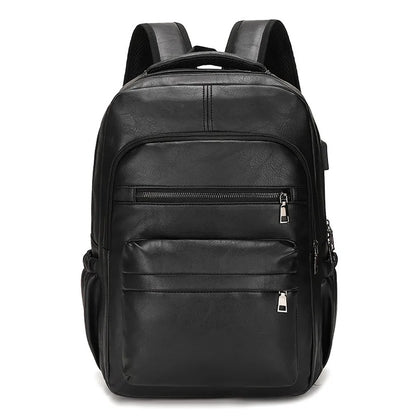 High-Quality USB Charging Backpack for Men – PU Leather Laptop Backpack for Teenagers & Boys, Large Schoolbag