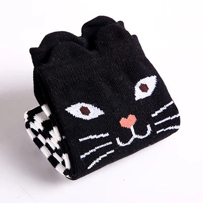 Cute Cartoon Animal Knee-High Socks for Babies & Kids – Warm Cotton Ankle & Over-Knee Socks for Girls