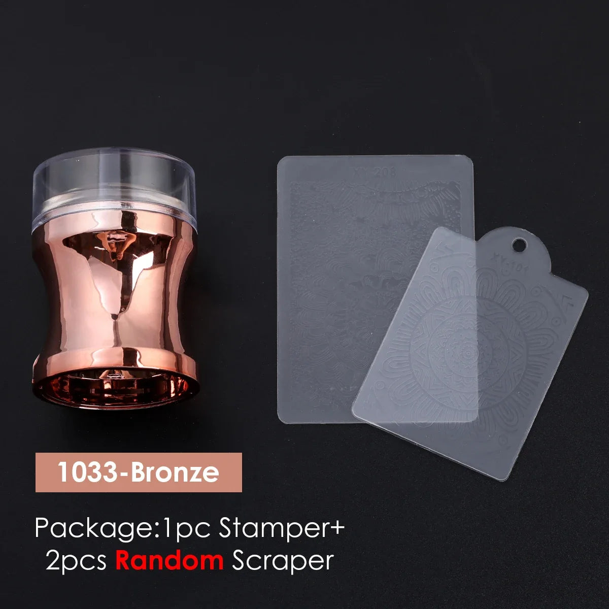 Transparent Nail Art Stamper Kit - French Manicure Stamping Plate, Scraper & Polish Tools