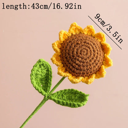 Hand-Woven Sunflower Bouquet – Creative Wool Knitted Flowers for Decorations, Teacher’s Day, Mother’s Day & Birthday Gifts