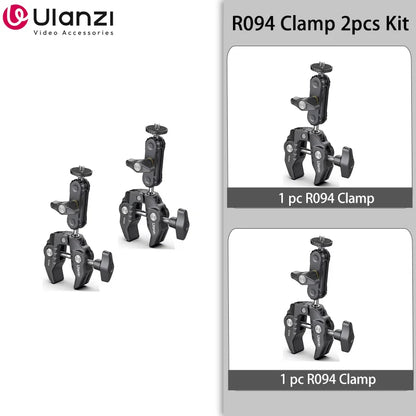 Ulanzi R094 Metal Super Clamp with 360° Ball Head Magic Arm, 1/4" & 3/8" Holes for DSLR Camera, Monitor, Light, Mic, and Rod Mount