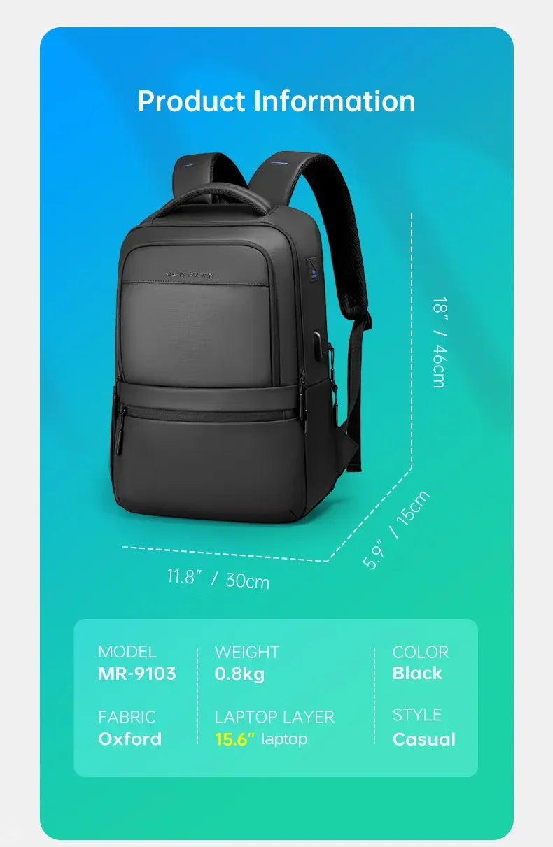 MARK RYDEN Multi-Layer Men's Backpack — Water-Repellent Laptop Bag Fits 15.6" for Students