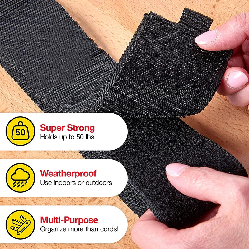 Heavy-Duty Storage Strap with Hook and Loop - Cord Carrying Strap, Hanger, and Organizer with Handle for Pool Hoses, Garden Hoses, Cables