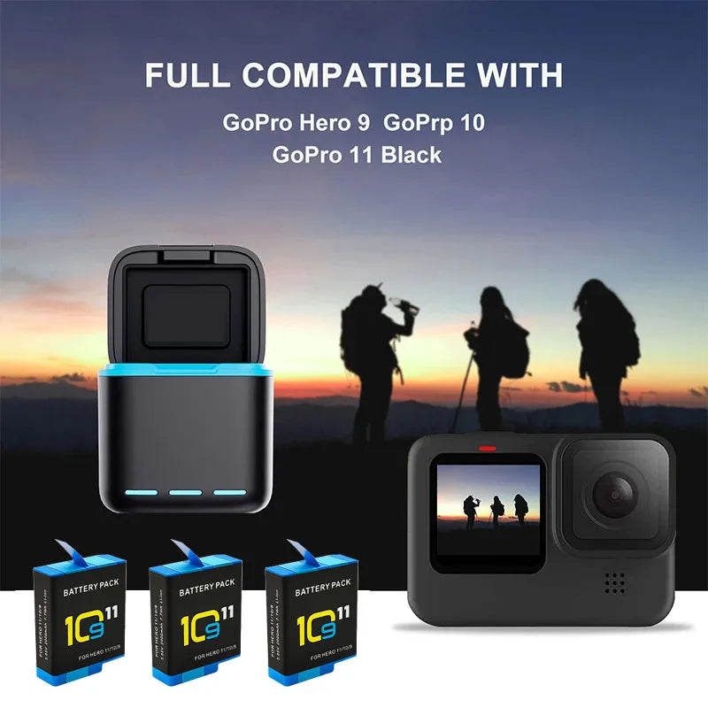 2000mAh Rechargeable Battery for GoPro Hero 11/10/9 — Li-ion Camera Battery Pack
