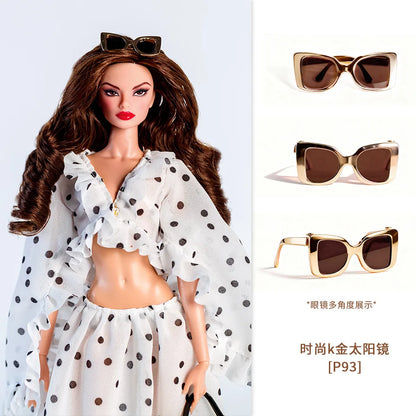 Personalized Fashion Accessories for 1/6 Doll – Futuristic Earring, Necklace & 30cm Supermodel Doll Glasses, Sweet & Cool Dress-Up Set