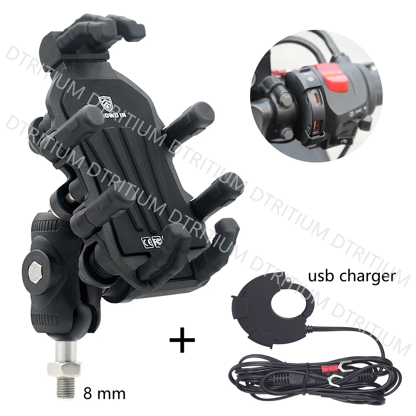Aluminum Motorcycle Handlebar Phone Holder – Anti-Vibration Navigation & Mirror Mount Stand