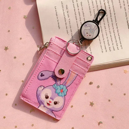 Unisex 5-Bit Badge Reel Business Card Holder with PU Neck Strap & Coin Purse – ID, Bus & IC Card Lanyard