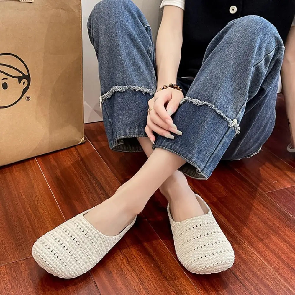 Breathable Hollow Half Slippers - Lightweight Flat Bottom Anti-Slip Summer Sandals