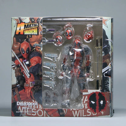 AMAZING YAMAGUCHI Deadpool & Wolverine 2.0 Action Figure – Grey Mutants Joint Movable KAIYODO Model Toy for Kids & Collectors