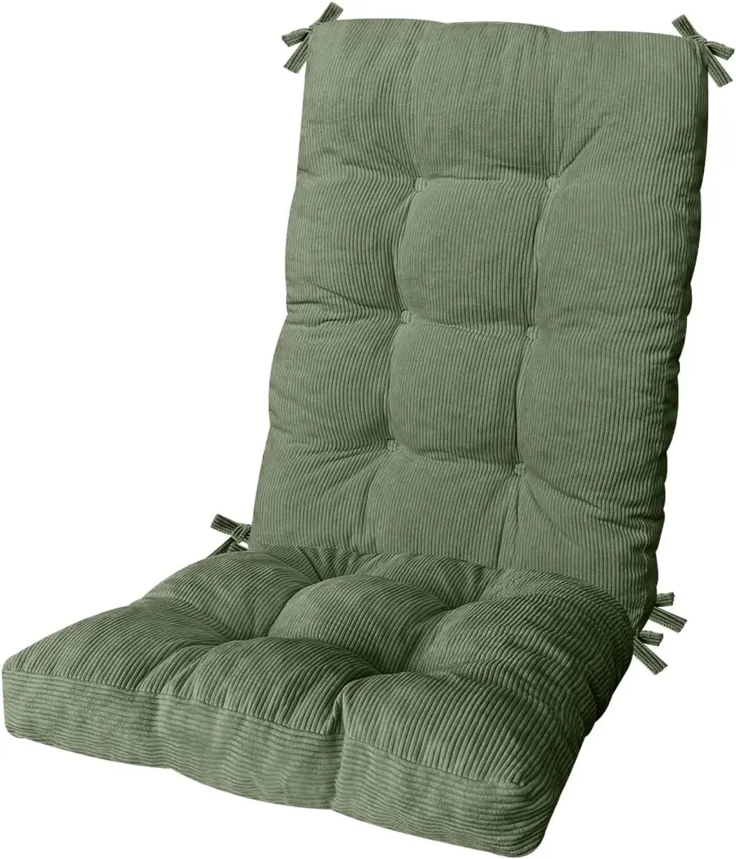 Custom Tufted Rocking Chair Cushion – Non-Slip Corduroy Seat Pad with Ties, Comfortable Indoor Rocking Chair Cushion Set
