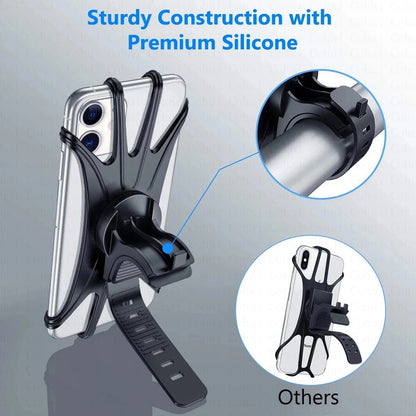 Silicone Bicycle Phone Holder - Universal Handlebar Mount for 4–6.5 Inch Smartphones & Motorcycles