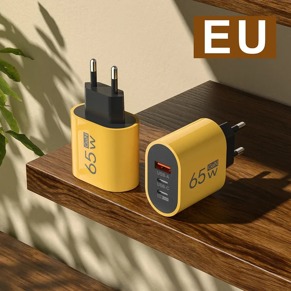 65W GaN Fast Charging USB Type C Wall Charger Adapter for iPhone and Samsung - PD QC3.0 Quick Charge