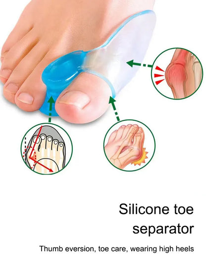 2PC Silicone Toe Splitter & Correction Device – Hallux Valgus Relief, Toe Sleeve for Large Foot Bone Separation, Manicure Tools