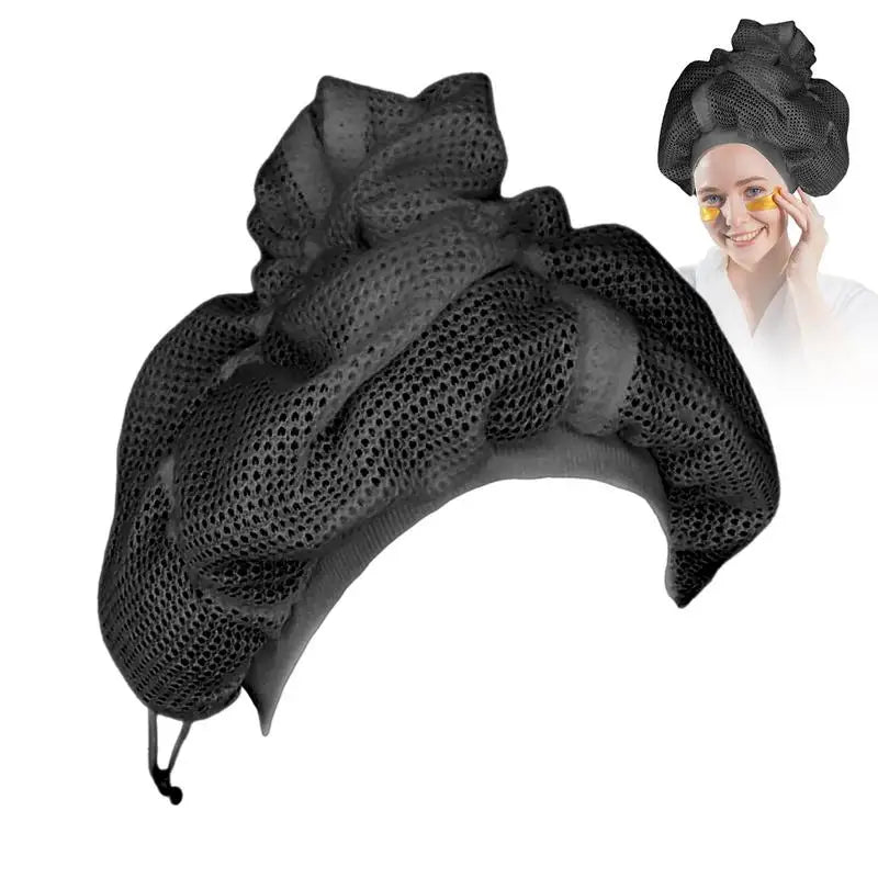 Adjustable Net Plopping Caps for Drying Curly Hair - Quick-Drying Hair Towel Hats for Shower, Bath Accessories