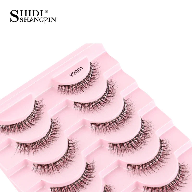 SHIDISHANGPIN 5/10 Pairs Cat Eye False Lashes – 3D Mink Half Lashes, Eyelash Extensions for Natural Makeup, Faux Cils Maquiagem