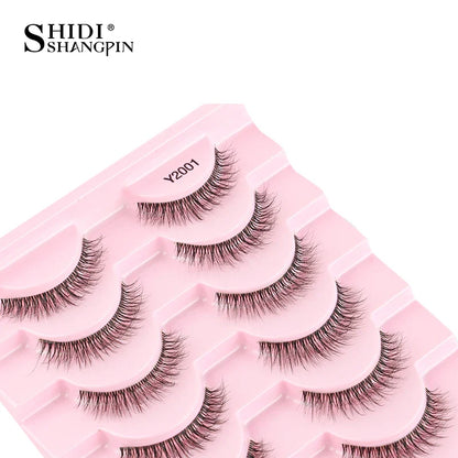 SHIDISHANGPIN 5/10 Pairs Cat Eye False Lashes – 3D Mink Half Lashes, Eyelash Extensions for Natural Makeup, Faux Cils Maquiagem
