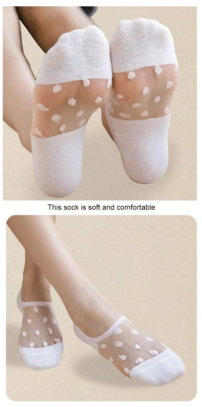 5 Pairs Women's Polka Dot Ankle Socks – Trendy, Breathable & Comfortable Casual Short Socks