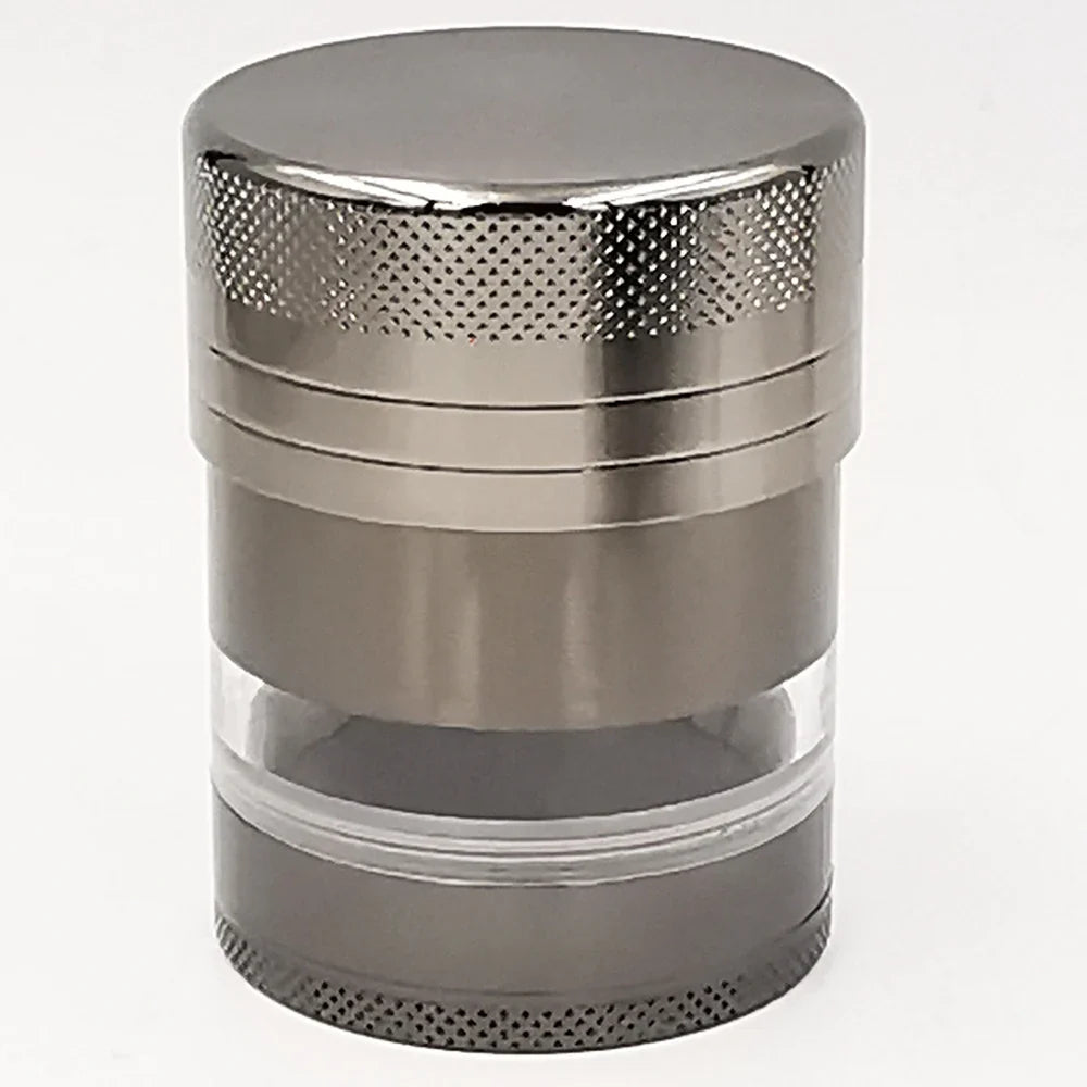 55MM Toothless Metal Herb Grinder — Manual Spice Crusher with Large Capacity & Transparent Screen Catcher