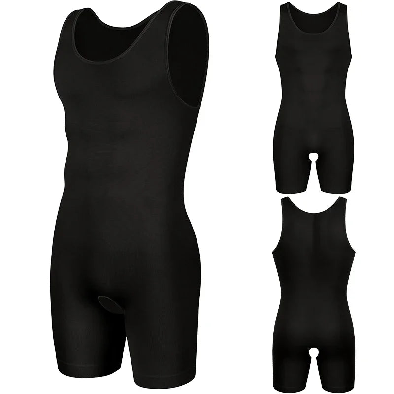 Men’s Sleeveless Bodysuit Shaper — Full Body Compression Undershirt, Tummy Control Slimming Vest Shapewear