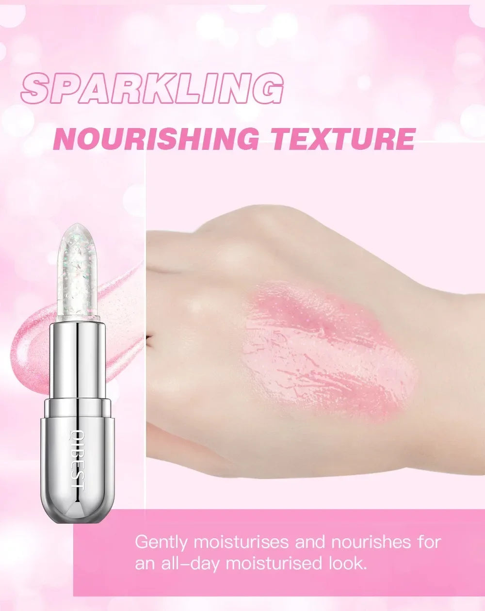 Soft Jelly Color-Changing Lipstick – Glossy Hydrating Glitter Lip Balm with Sparkling Red Shade
