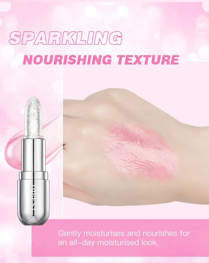 Soft Jelly Color-Changing Lipstick – Glossy Hydrating Glitter Lip Balm with Sparkling Red Shade
