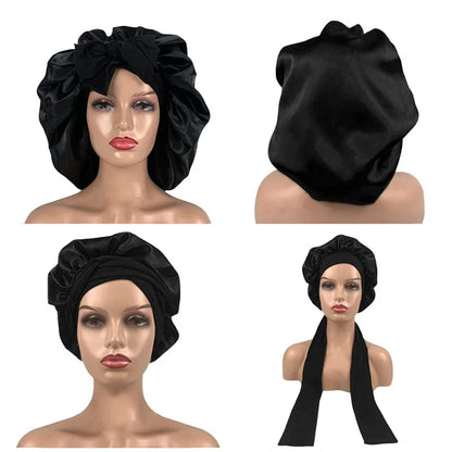 Unisex Satin Sleeping Hat - Solid Color Night Sleep Cap, Hair Care Bonnet, Nightcap for Women and  Men, Shower Turban