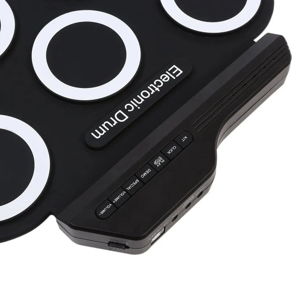 Portable Folding USB Electronic Drum Kit - Silicone Roll-Up Practice Pad with Drumsticks & Sustain Pedal