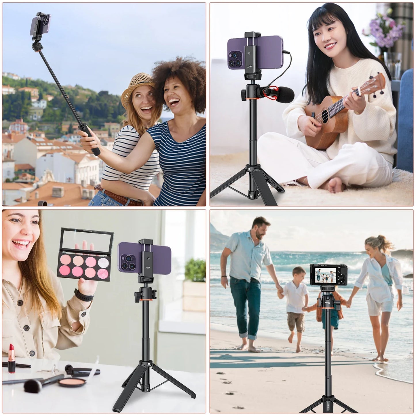 VRIG TP-08 TP-06 Aluminum Alloy Tripod Selfie Stick – 360° Rotatable with Cold Shoe Mount & 1/4" Screw, 1.5kg Load Capacity