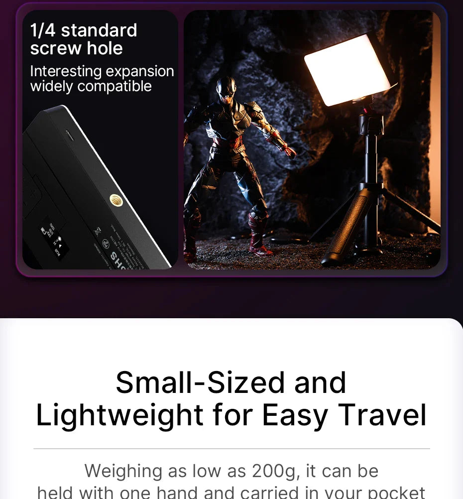 Ulanzi VL120 Full Color RGB Video Light – Dimmable 2500K-9000K LED Photography & Vlog Fill Light for Cameras