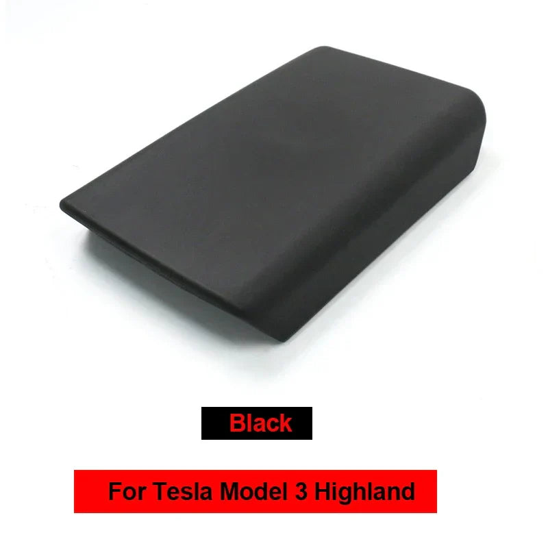 Tesla Model 3/Y 2023-2024 Armrest Protector Box Cover – Soft White TPE Center Console Pad for Model 3 Highland