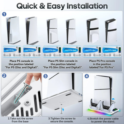 PS5 Game Stand with Cooler Fan — RGB Support Base & Holder for Sony PS5, Slim & Pro | Gaming Accessories