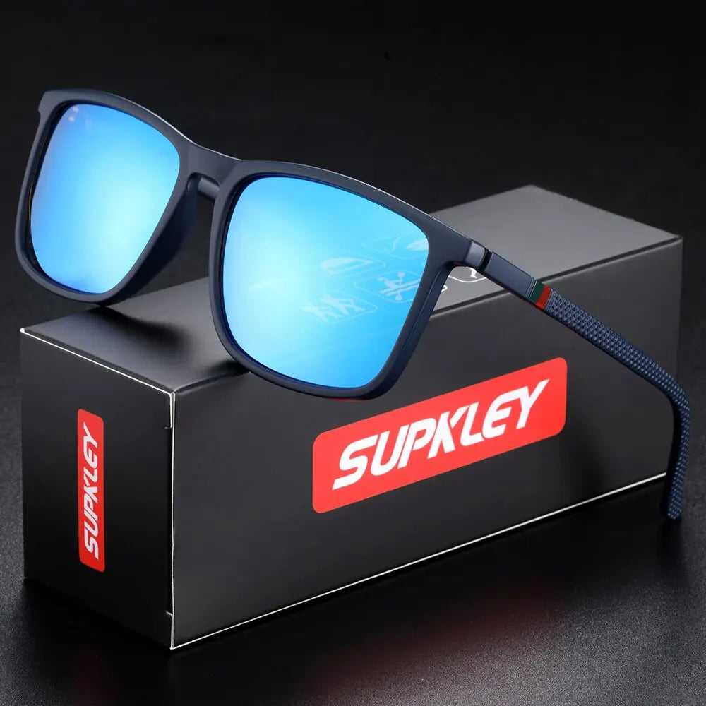 SUPKLEY Polarized Sports Sunglasses for Men – Lightweight Comfortable Square Sun Glasses with Original Case