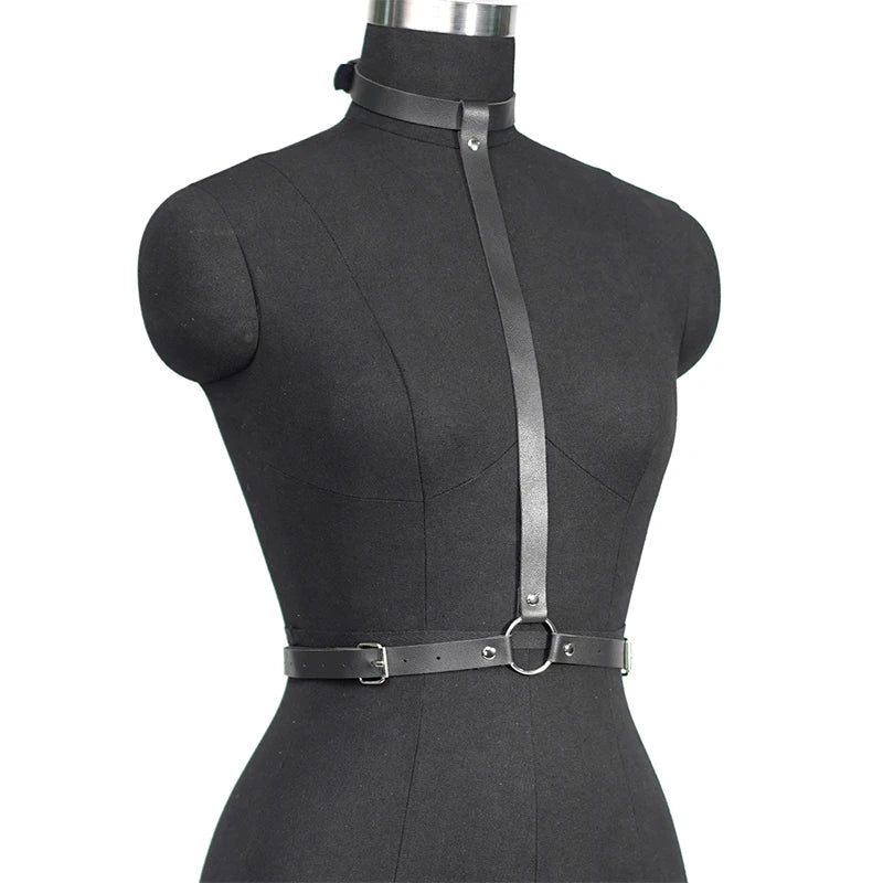 Women's PU Leather Harness Belt – Gothic Body Harness Garter Strap Corset Style Fashion Accessory