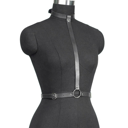 Women's PU Leather Harness Belt – Gothic Body Harness Garter Strap Corset Style Fashion Accessory