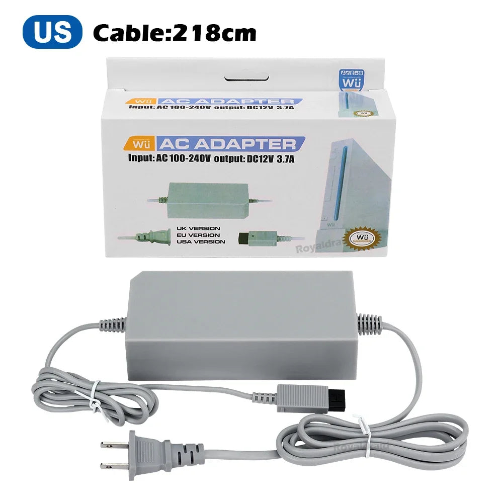 Nintend Wii AC Adapter 100-240V 12V 3.7A – EU/US Plug Wall Charger Power Supply