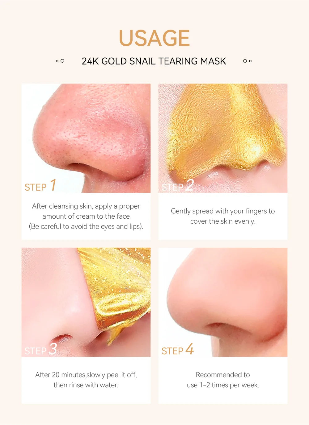 LAIKOU 24K Gold Sakura Peel-Off Face Mask – Anti-Wrinkle, Whitening & Blackhead Removal Skincare