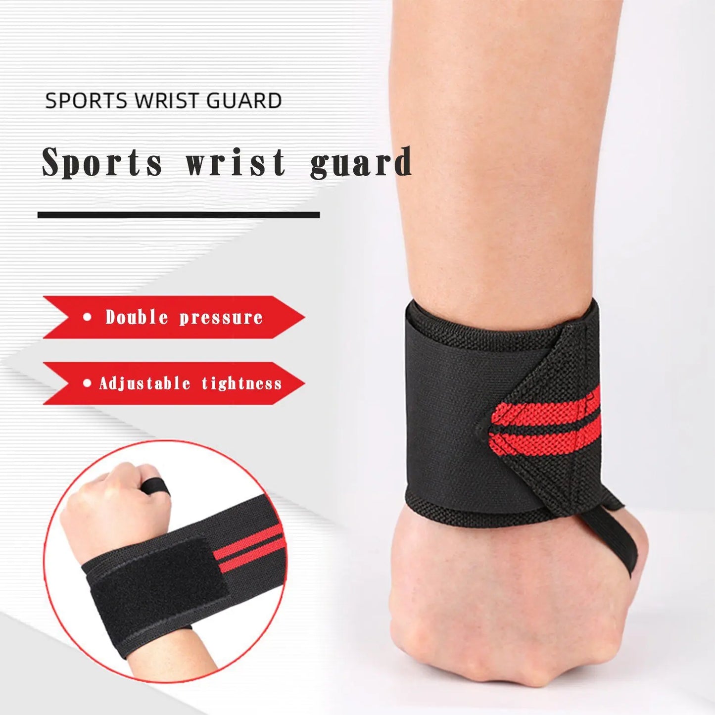 Elastic Wrist Pressure Strap for Weight Lifting - Sports Wrist Bandage Wrap & Guard for Men - Prevent Sprains
