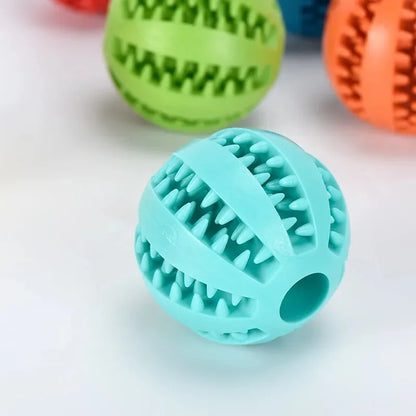 Natural Rubber Dog Chew Toy Ball – Extra Tough 5cm Interactive Tooth Cleaning Pet Treat & Training Toy